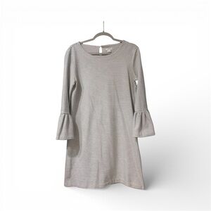 J Crew Factory White and Black Striped Peplum Sleeve Mini Dress